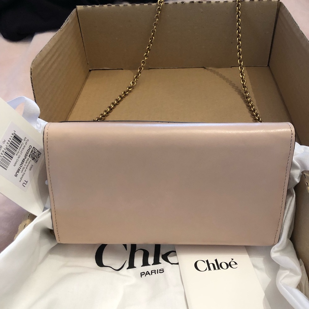 Chloe - Iconic Leather Flap Wallet On Chain Cement Pink - Picture 4 of 6